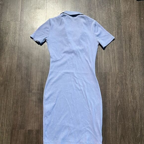 Zara Purple Ribbed Polo Collared V-neck Dress - Picture 8 of 8